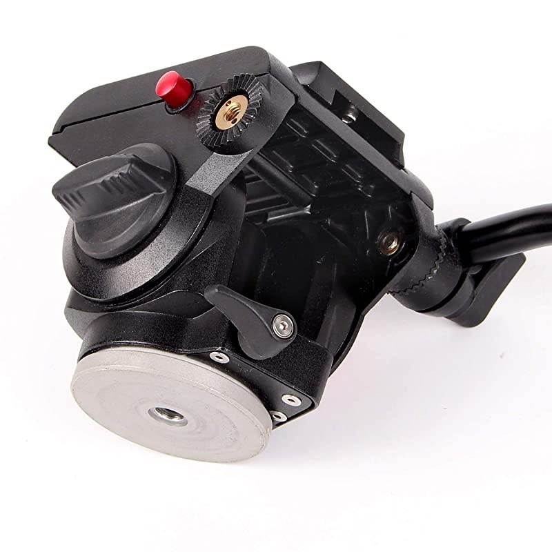 Fluid Head,  Flat Base Pro Heavy Duty Video Camera Tripod Action Fluid Drag Pan Head with 1/4" and 3/8" Screws Sliding Plate for Canon Nikon Sony DSLR Cameras Video Camcorders Shooting Filming
