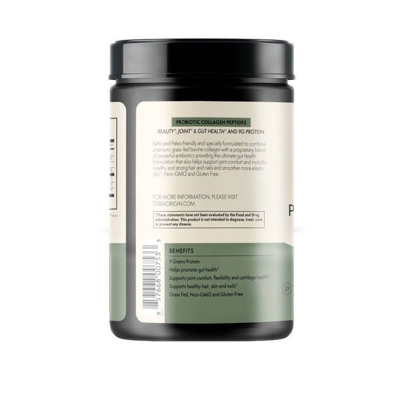 Terra Origin Probiotic Collagen Powder Peptides Matcha Green Tea - 10.14oz