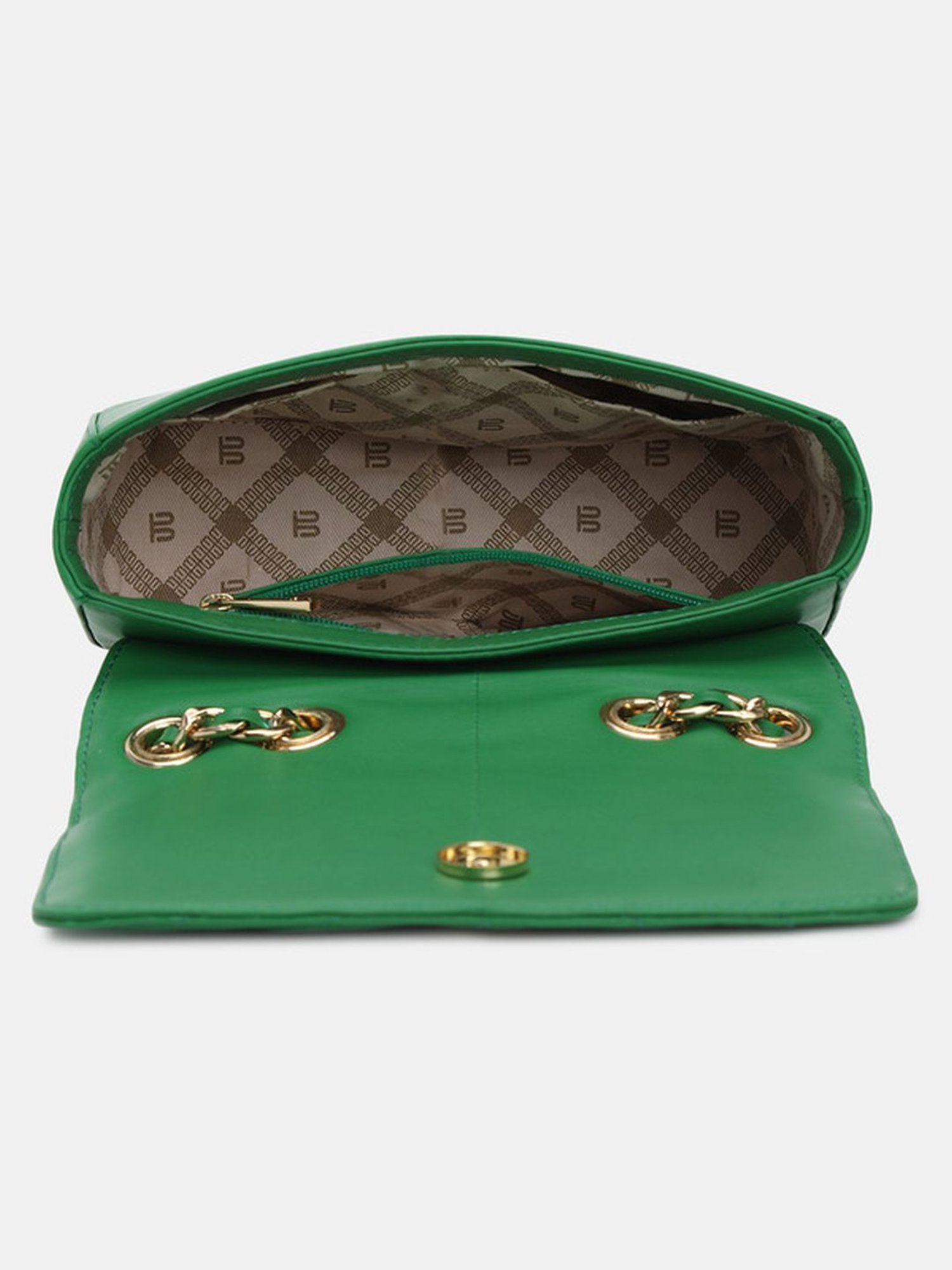 BAGATT Dark Green Leather Quilted Sling Handbag