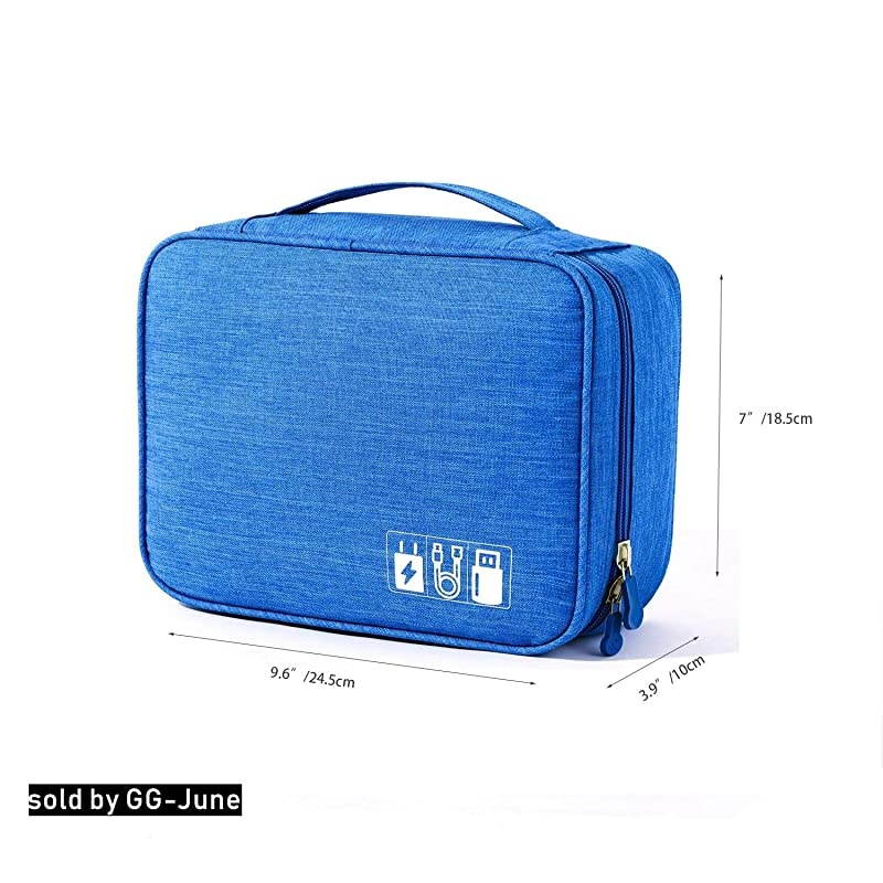 Organizer, Electronic Accessories Double Layer Travel Cable Organizer Cord Storage Bag for Cables, iPad (Up to 9.7''), Charger, Phone, USB, SD Card(Black)