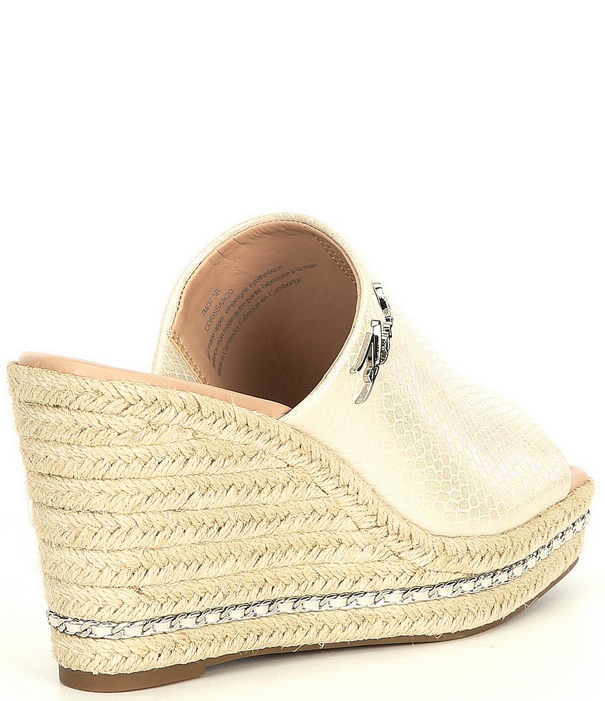 KARL LAGERFELD PARIS Corissa Embossed Snake Espadrille Wedges