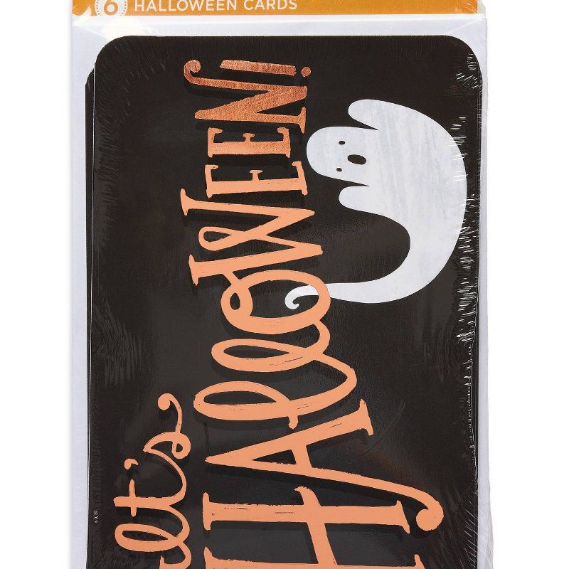 6ct Foiled Ghost Halloween Greeting Card