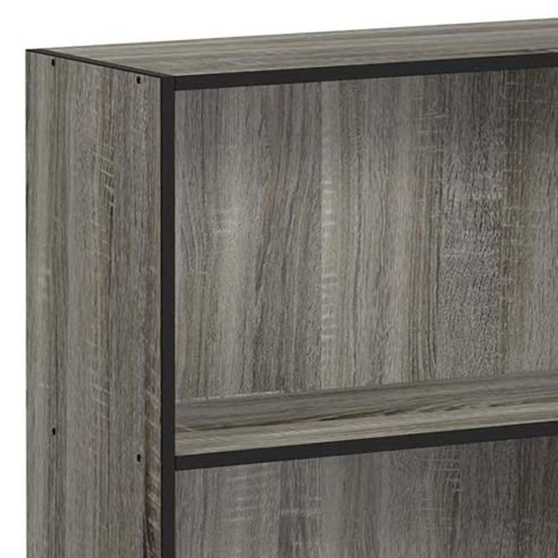 Furinno Basic Simple Sleek Wooden 3 Tier Open Bookcase Display Storage Shelf for Home Rooms and Office Organization, Oak Gray/Black