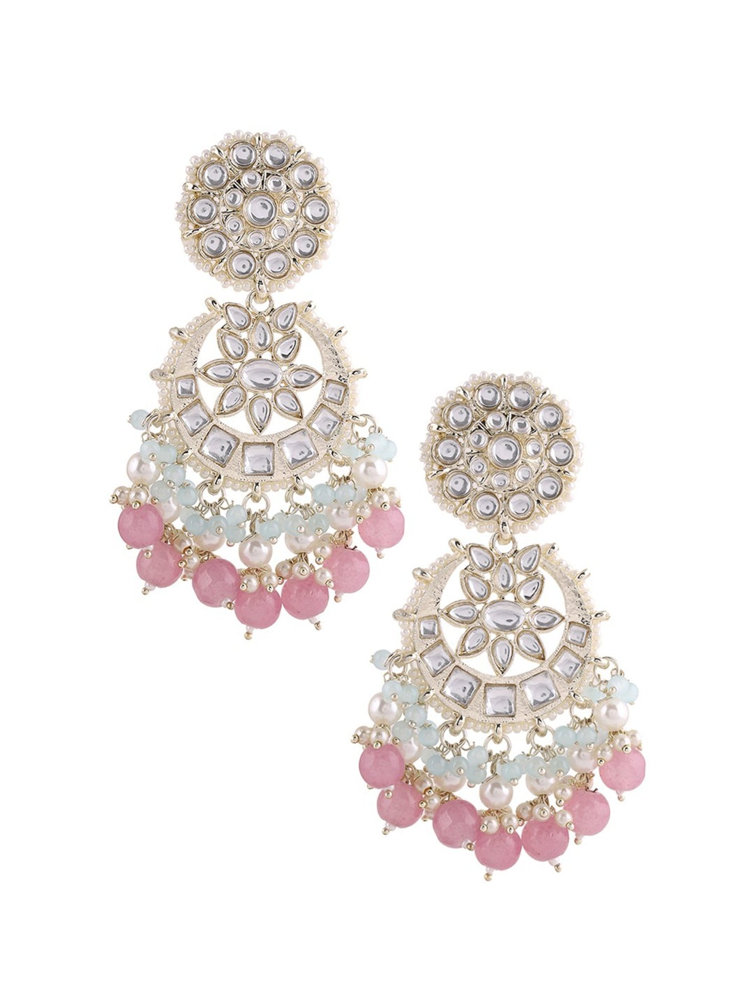 Priyaasi Floral and Kundan Style Dangler Earrings