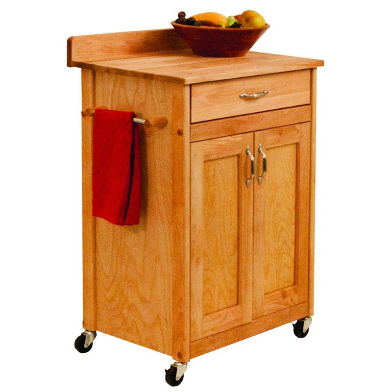 Wood Kitchen Cart in Natural Birch in Brown - Catskill Craftsmen
