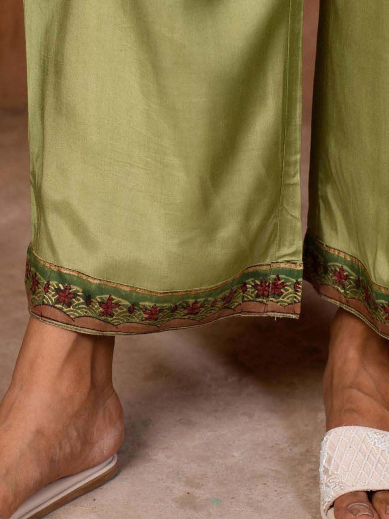 Prakriti Jaipur Green Chaashini Wide Pants