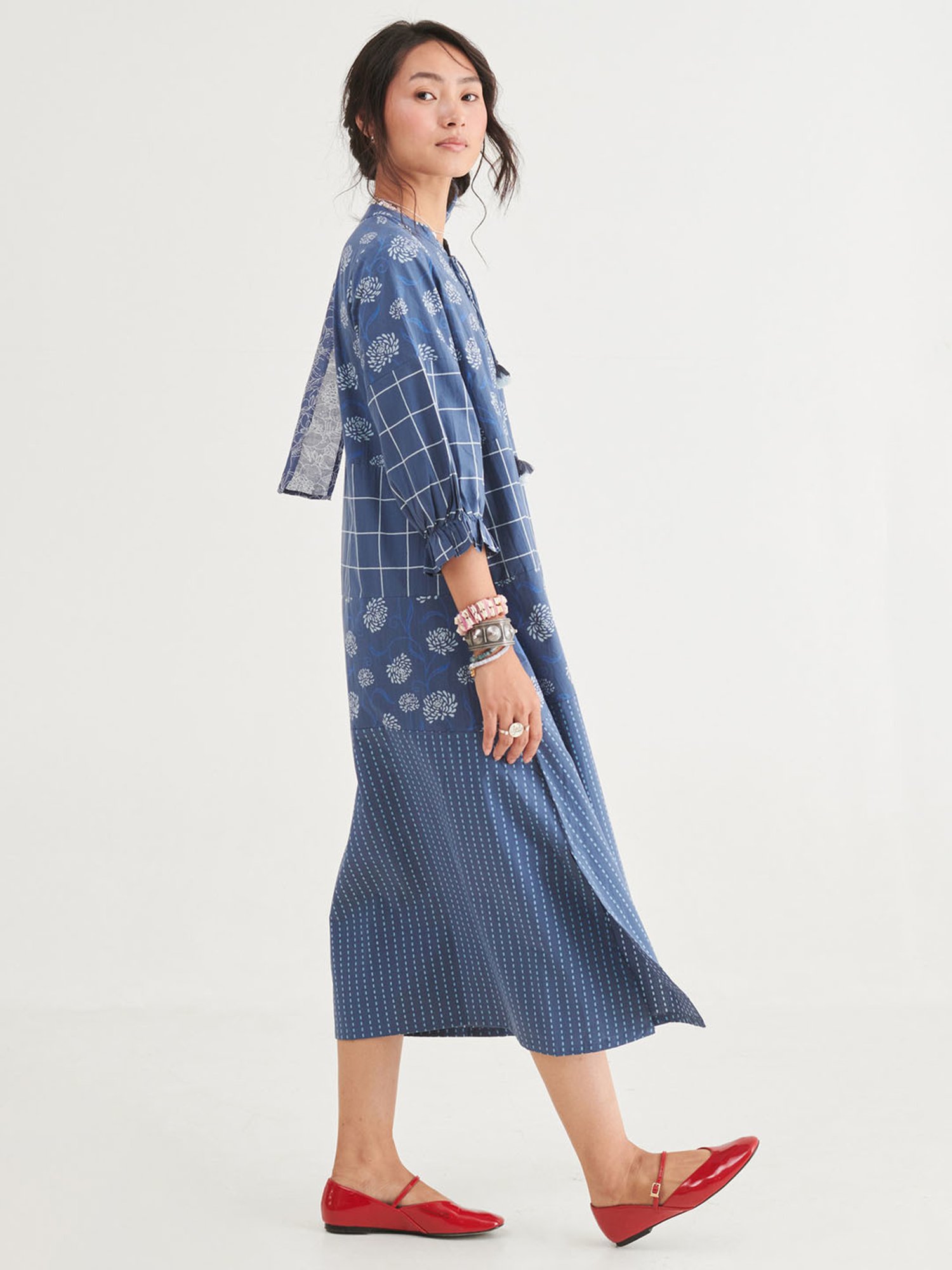 Prakriti Jaipur Indigo Tiered Floral Dress