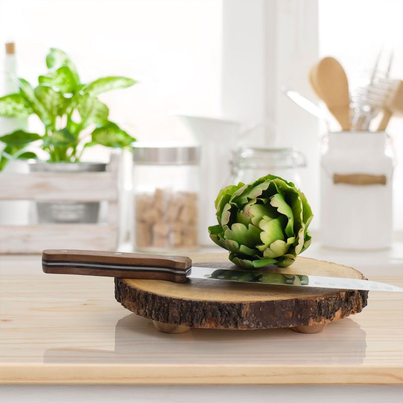 Gibson Home B. Smith 2 Piece 8 Inch Small Stump Acacia Wood Server in Brown