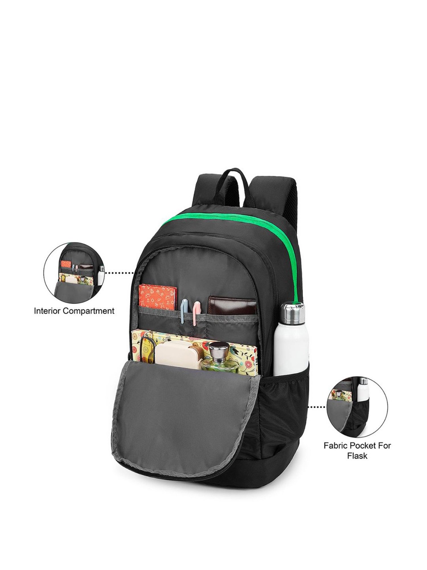 United Colors of Benetton Ming 25 Ltrs Black Medium Backpack