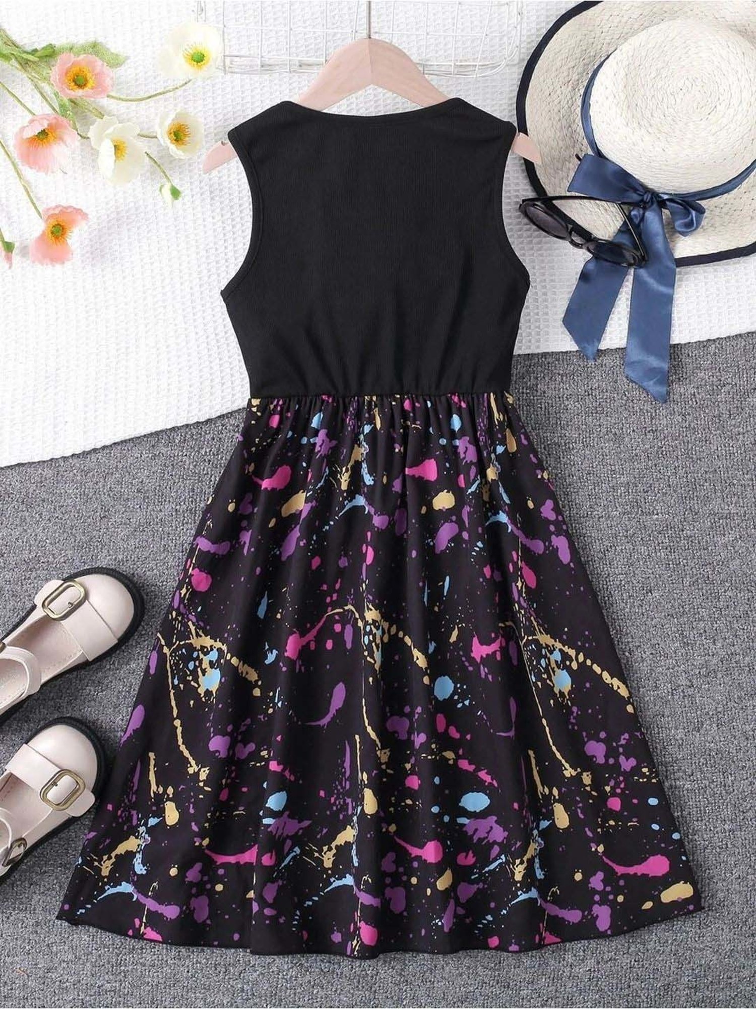 Bolly Lounge Girls Black Floral Dress