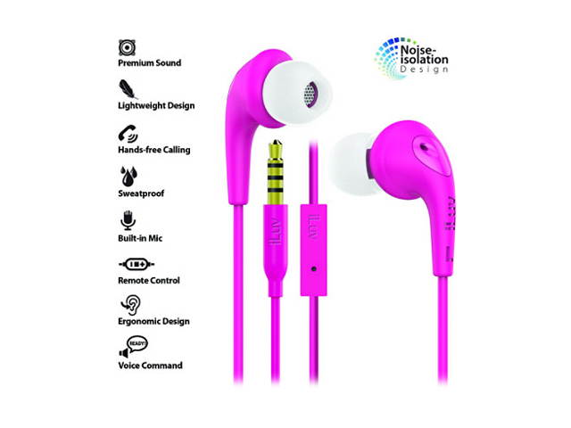 iLuv Pink BBGUM3INPN Bubble Gum 3 In Earbuds With Microphone