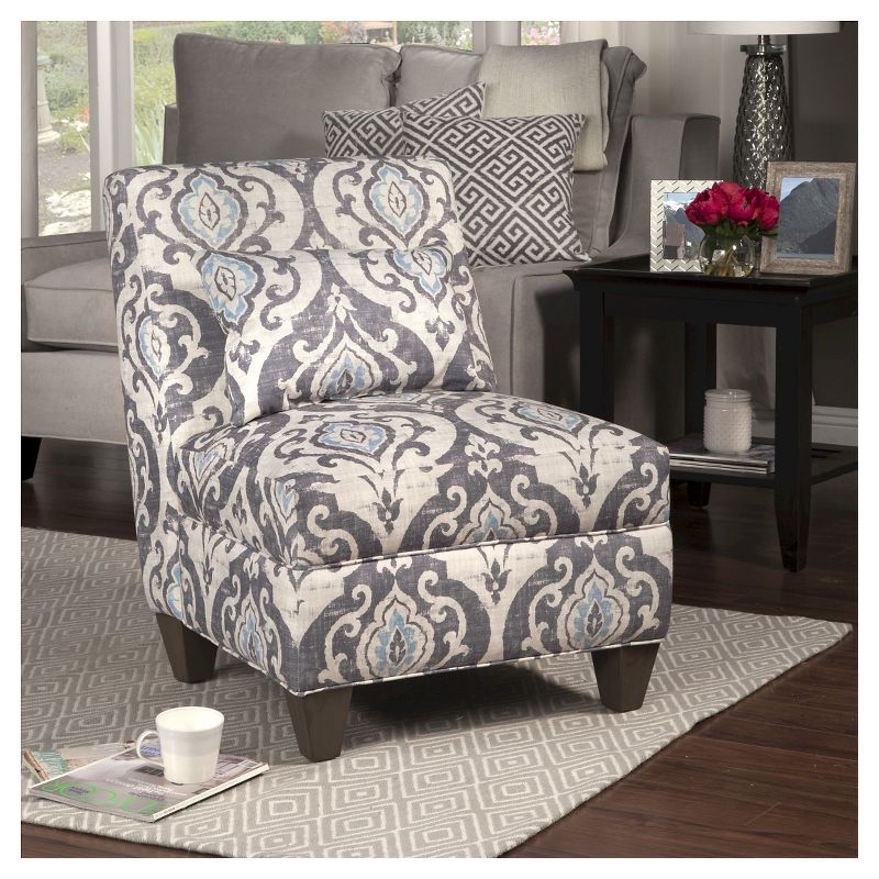 Blue Slate Collection Accent Chair Gray/Light/Large Damask - HomePop