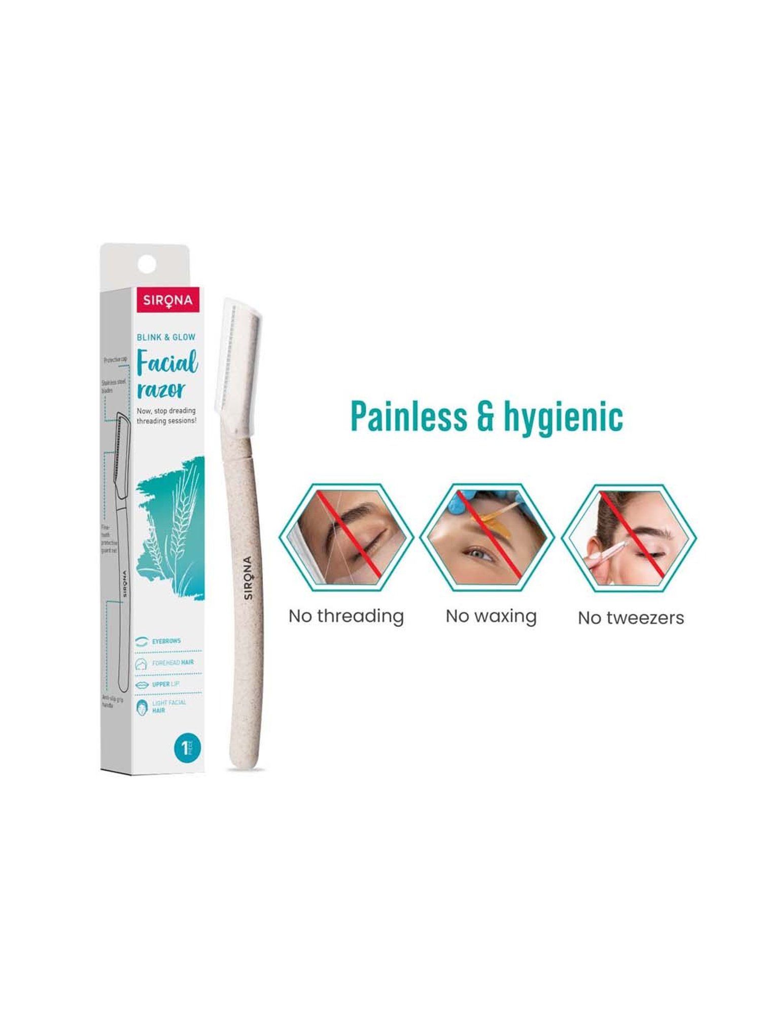 Sirona Blink & Glow Eyebrow & Face Razor for Women