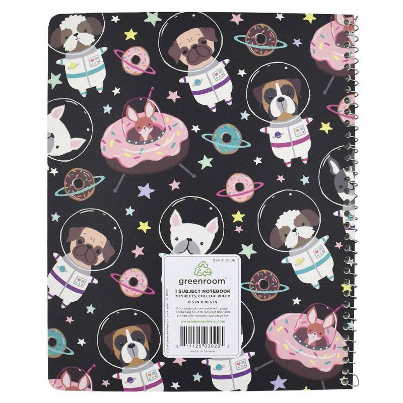Space Animals 1 Subject College Ruled Spiral Notebook Black - Greenroom
