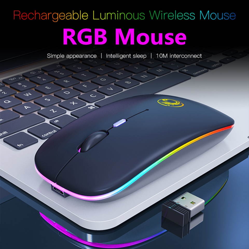 Wireless Mouse RGB Bluetooth Computer Mouse Gaming Silent Rechargeable Ergonomic Mause With LED Backlit USB Mice For PC Laptop