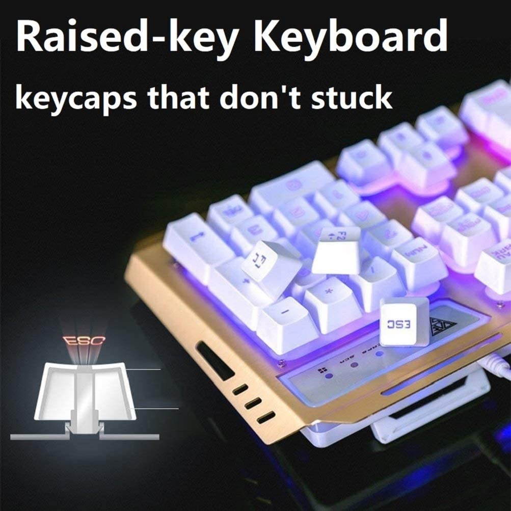 RGB Gaming Keyboard Mouse Combo Wired,Color Changing LED Backlit Computer Gaming Keyboad,Lighted PC Gaming Mouse,USB Keyboard Clicky Keys,Durable Metal Structure,for Xbox One PS4 Games Gamer Working