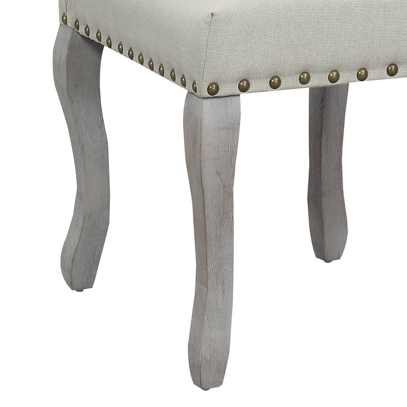 Set of 2 Nancy Victorian Dining Chairs with Nailhead Accents Light Beige - AC Pacific