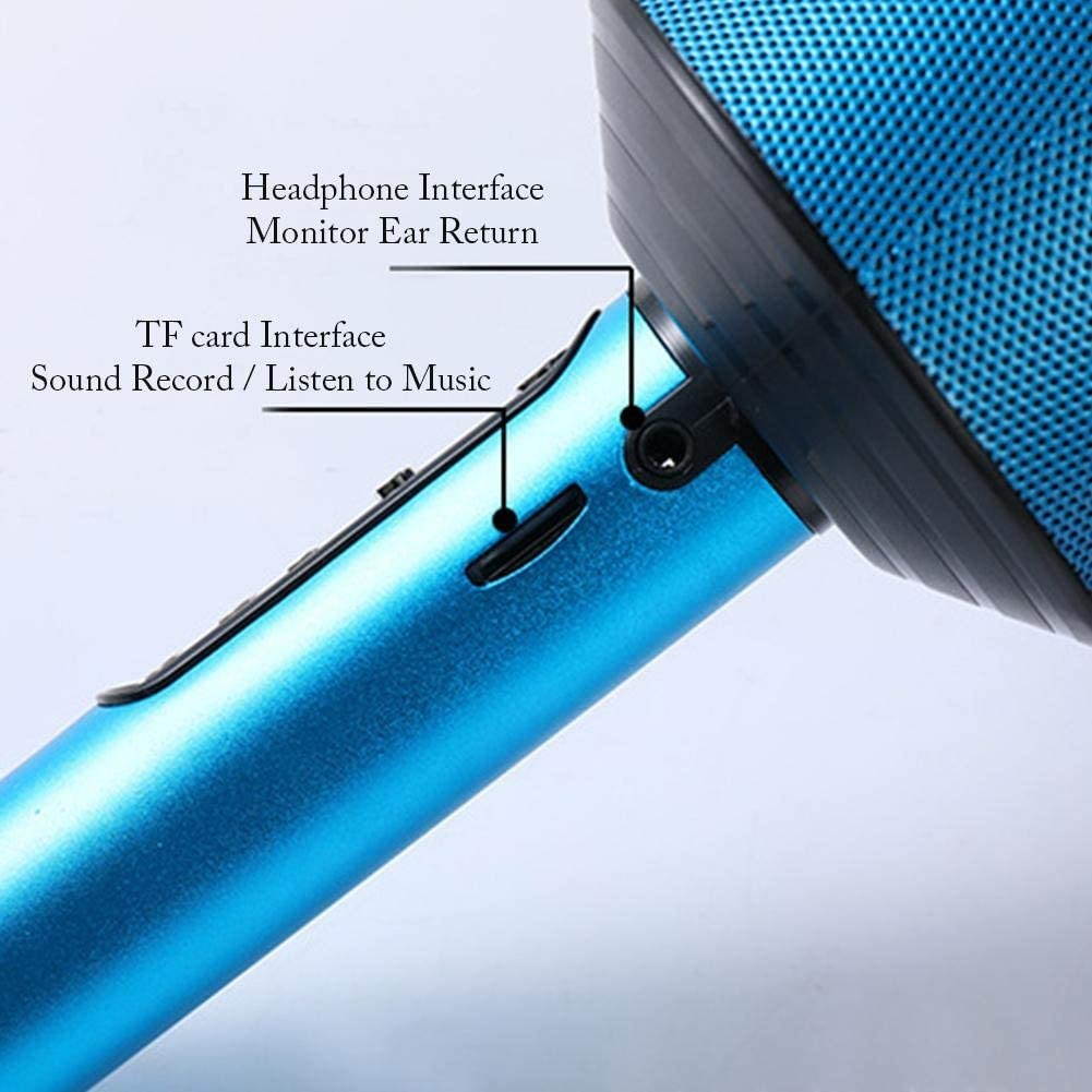 Wireless Microphone with Flashing Lights Portable Handhold Mic Speaker Cardioid for Mobile Phone Singing Music Apps DSP Chip