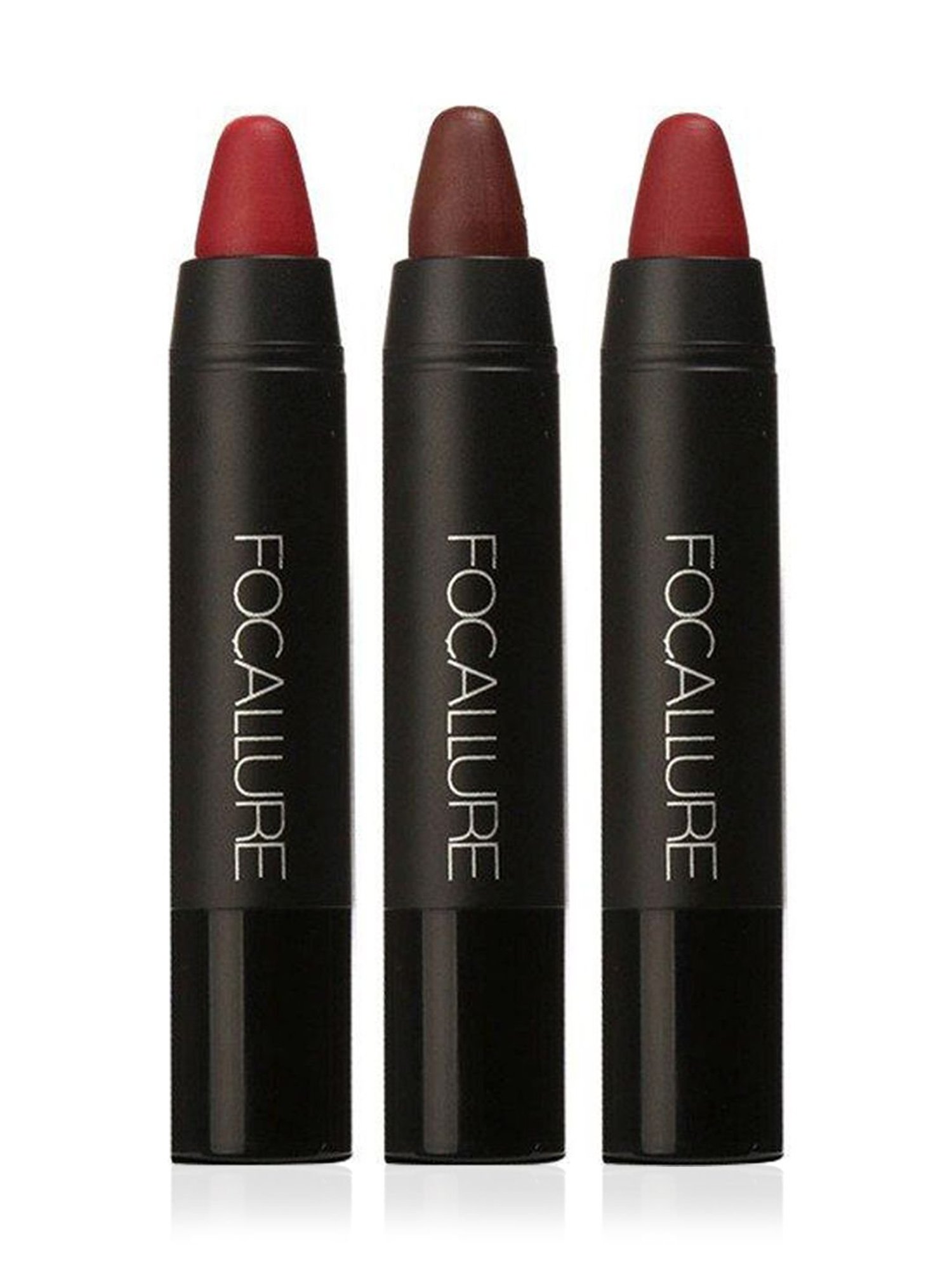 FOCALLURE 3 Pcs Matte Lips Crayon Lipstick Kit 1 Red - 6 gm