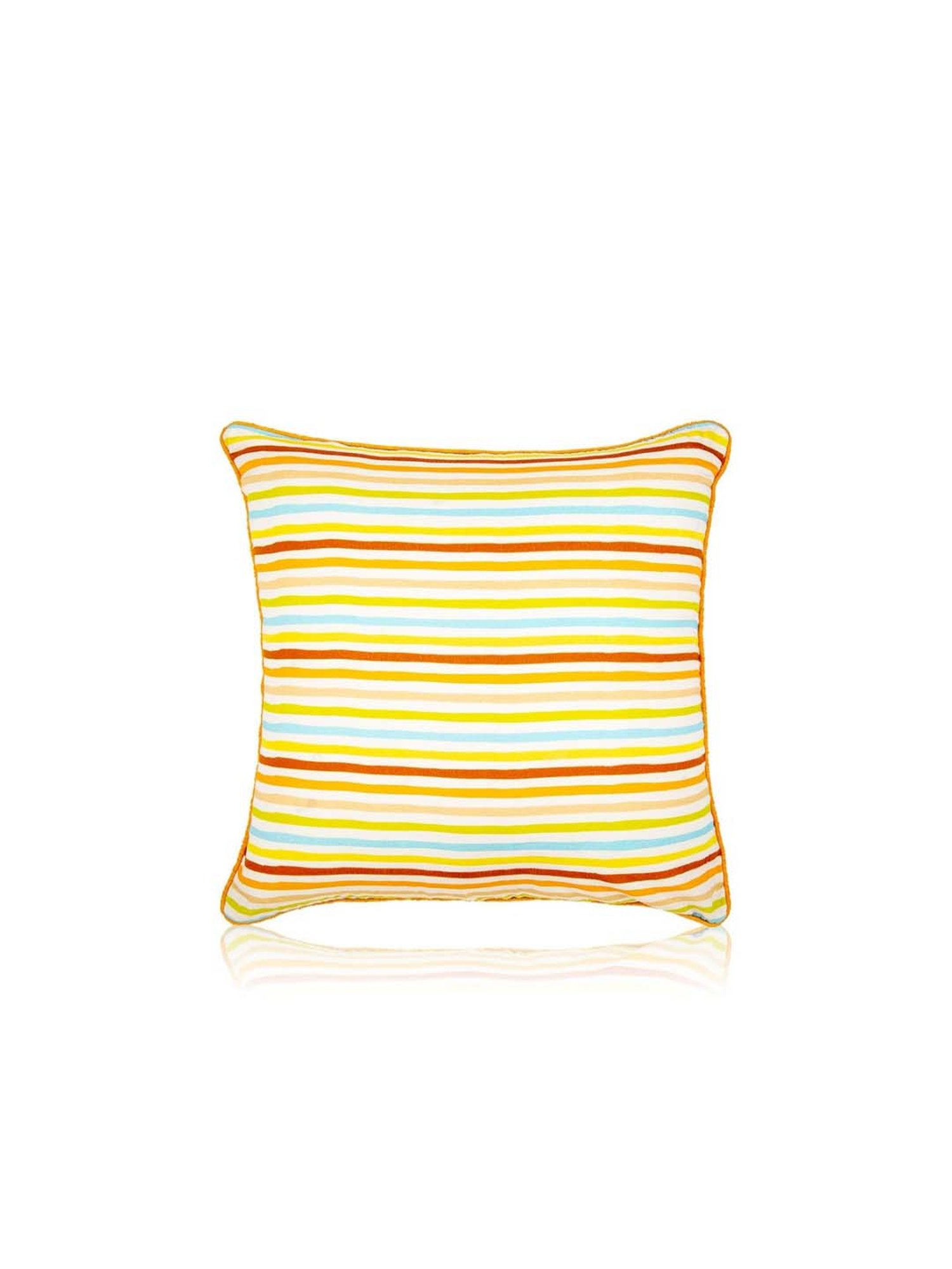 Home4U Strips Yellow Cotton Cushion Cover - Set of 1