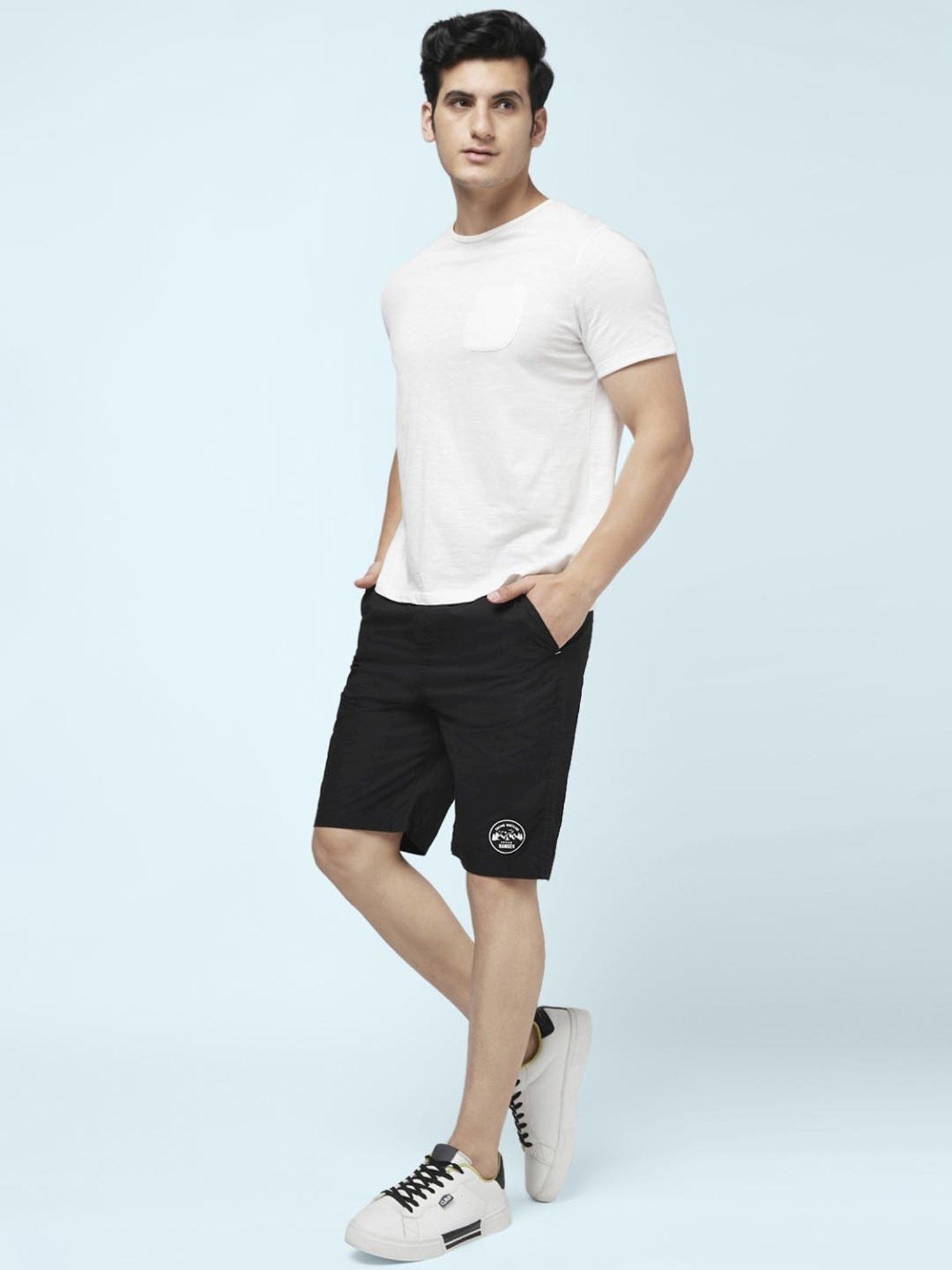 Urban Ranger By Pantaloons Black Cotton Slim Fit Shorts