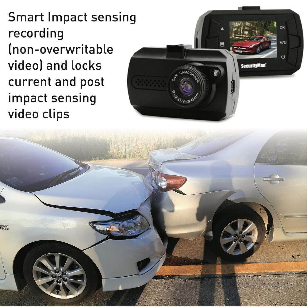 SecurityMan MicroHD Car Camera Recorder Dashcam with Built-In Impact Sensor