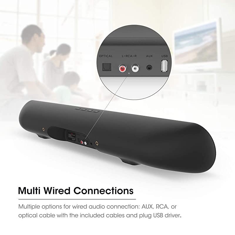 bar Bestisan bar TV bar Wired and Wireless Bluetooth Audio Speakers28 Inches 4 Drivers Bluetooth 50 Version Optical Cable Included Bass Adjustable