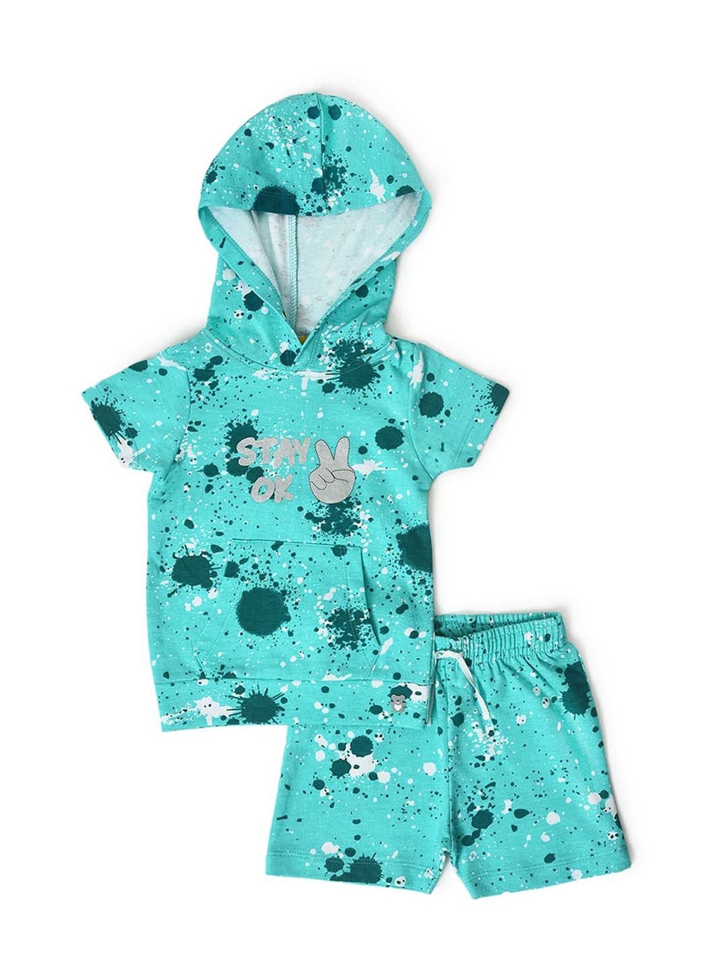 MiArcus Kids Green Printed T-Shirt Set