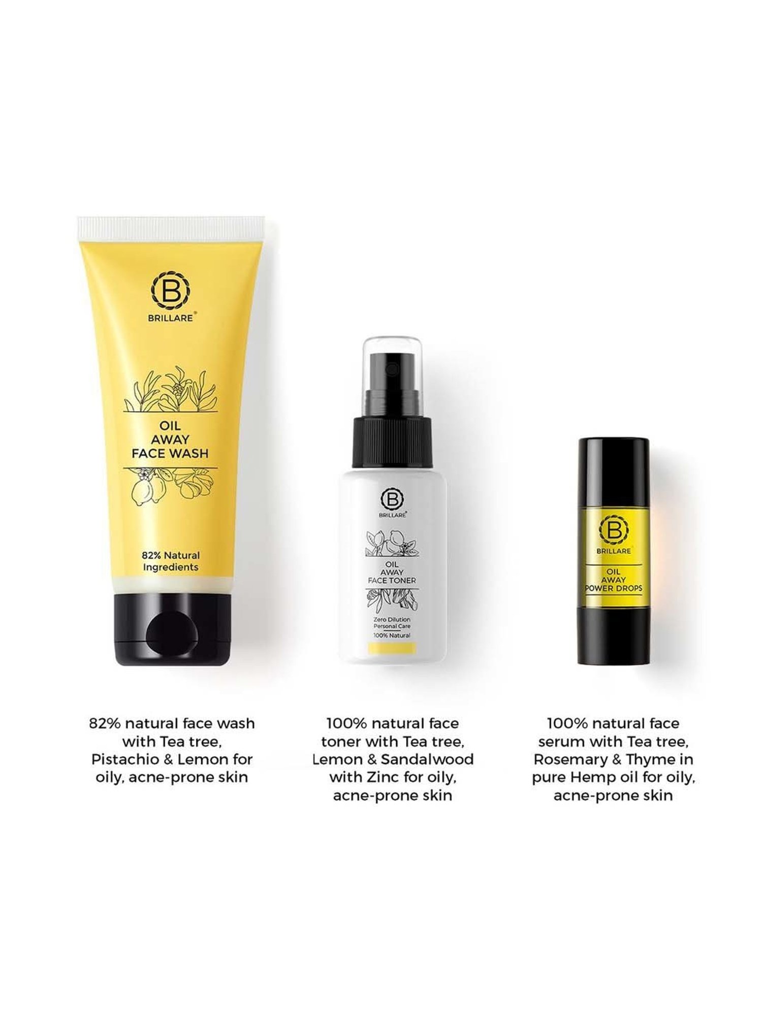 Brillare Oil Away Complete Skin Care Kit for Acne Prone Skin