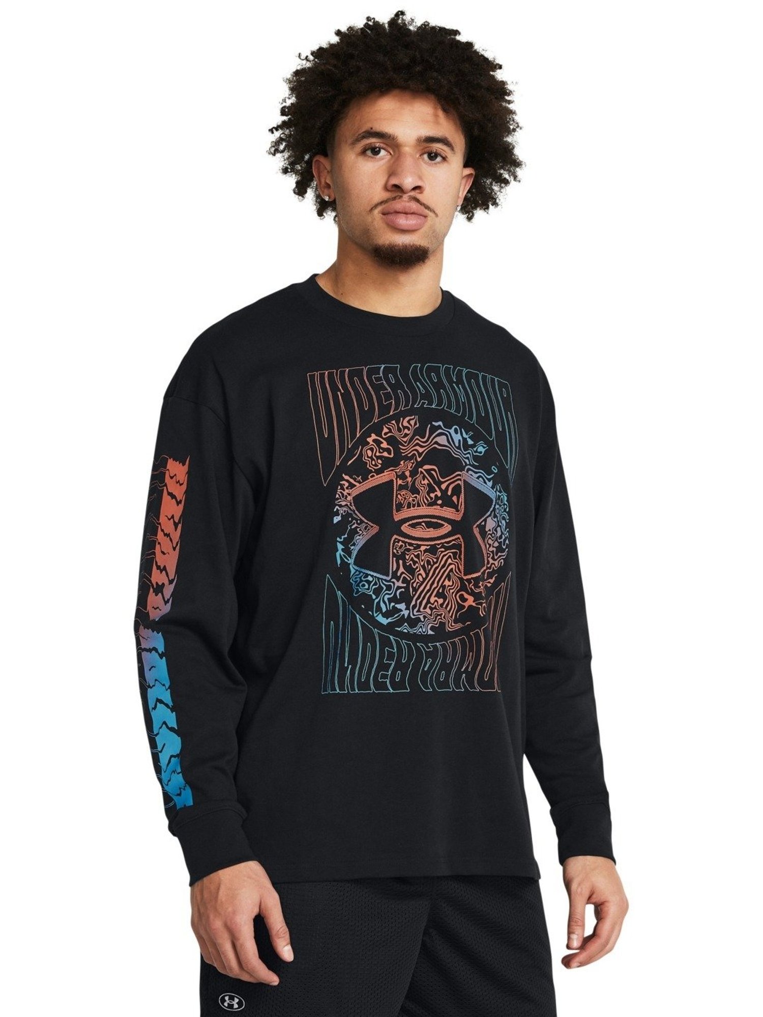 Under Armour Black Cotton Slim Fit Printed T-Shirt