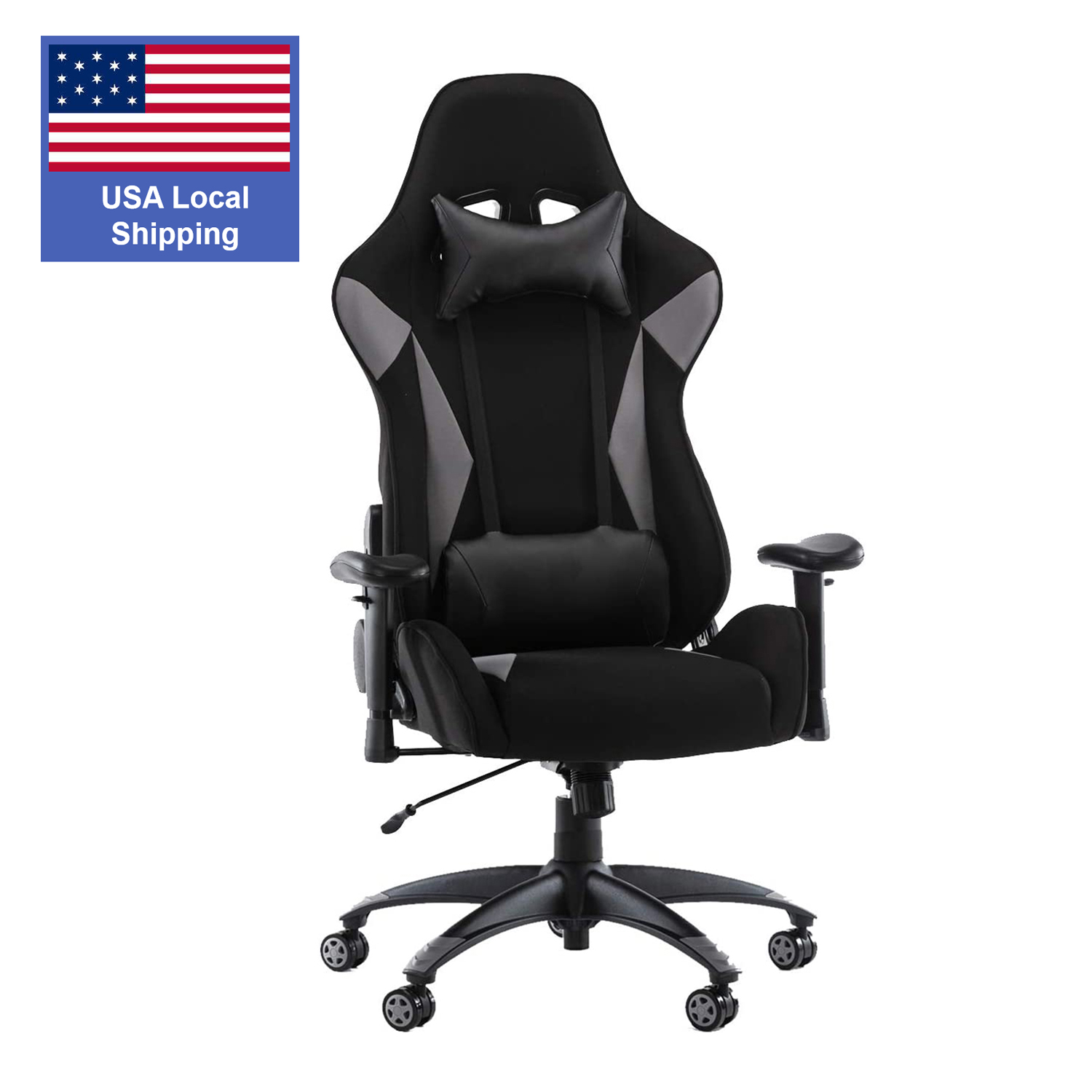 SMUGDESK Gaming Chair Racing Computer Desk Office Chair High Back Game Chair Seat Height Armrest Adjustable Swivel Ergonomic Task Chair with Headrest and Lumbar Support,Grey