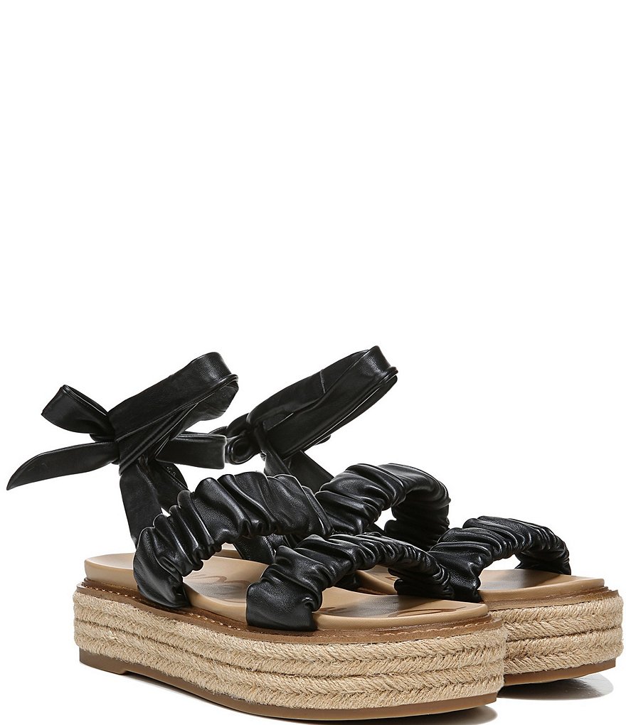 Sam Edelman Kerin Ruched Leather Espadrille Platform Sandals