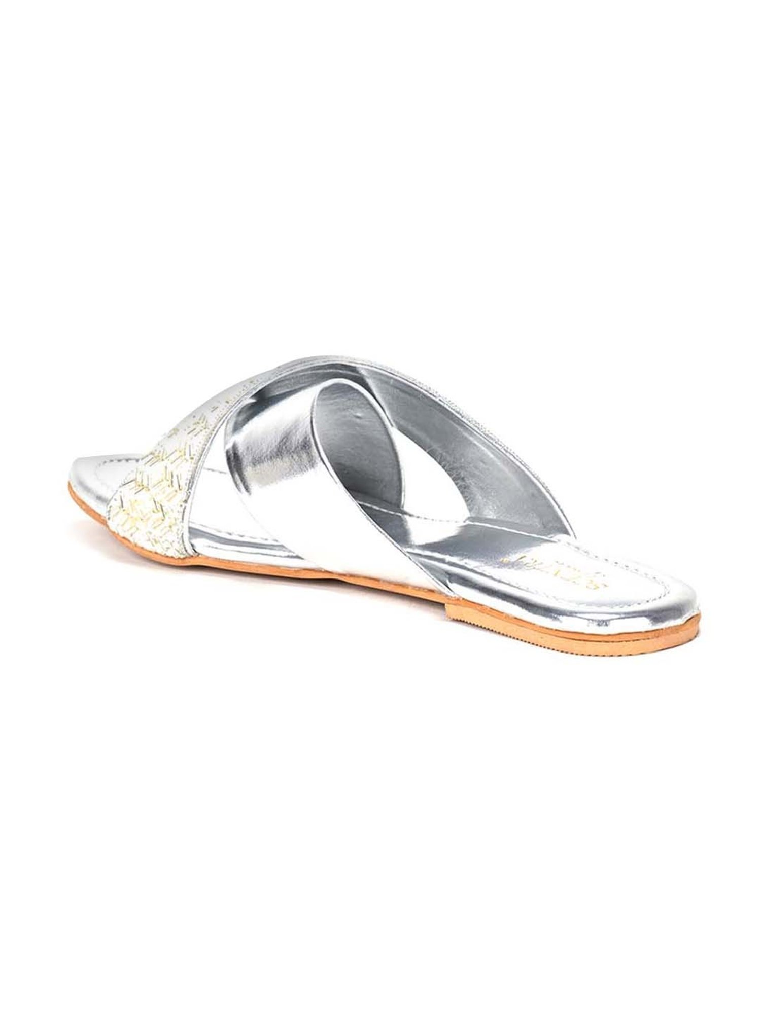 Scentra Women's Silver Cross Strap Sandals