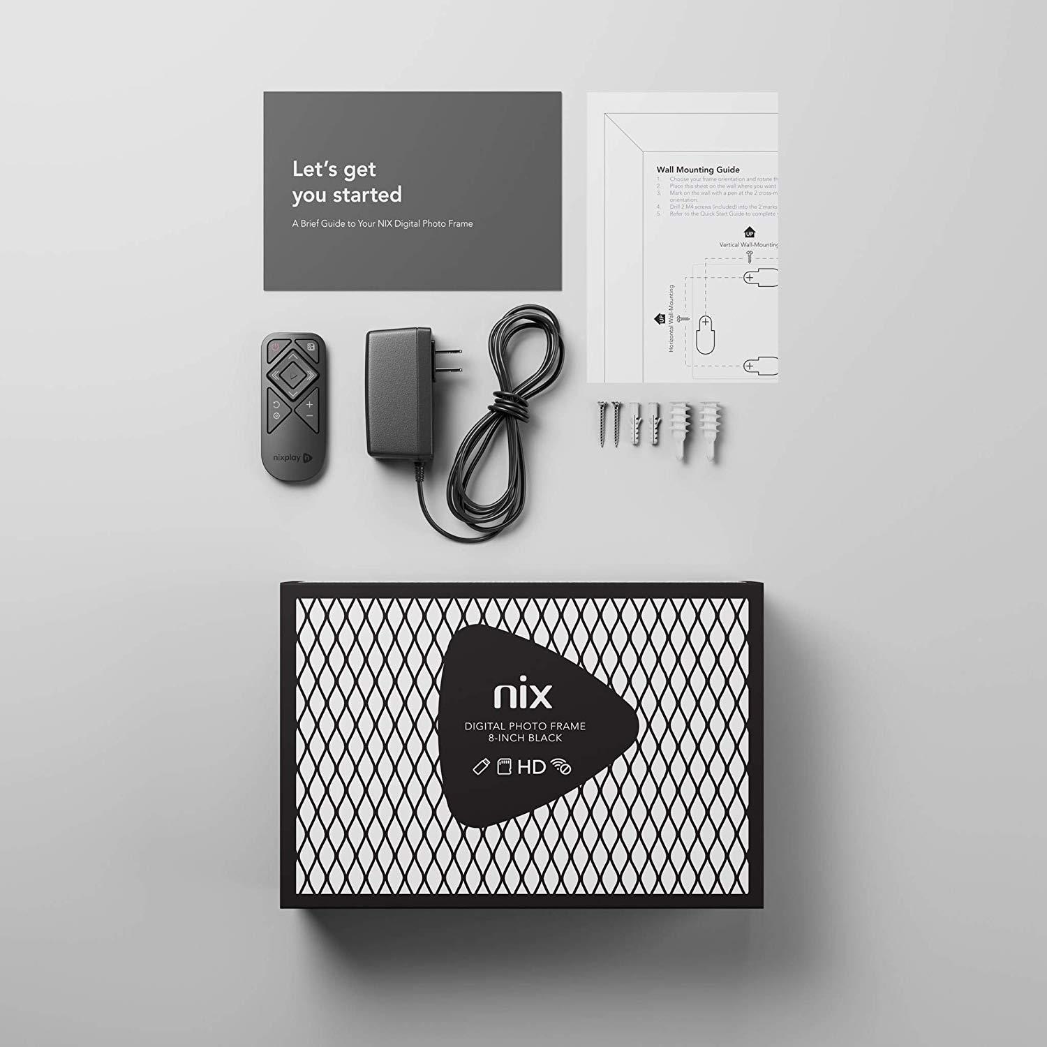 NIX 10.1 Inch USB Digital Photo Frame - Portrait or Landscape Stand, HD Resolution, Auto-Rotate, Magnetic Remote Control