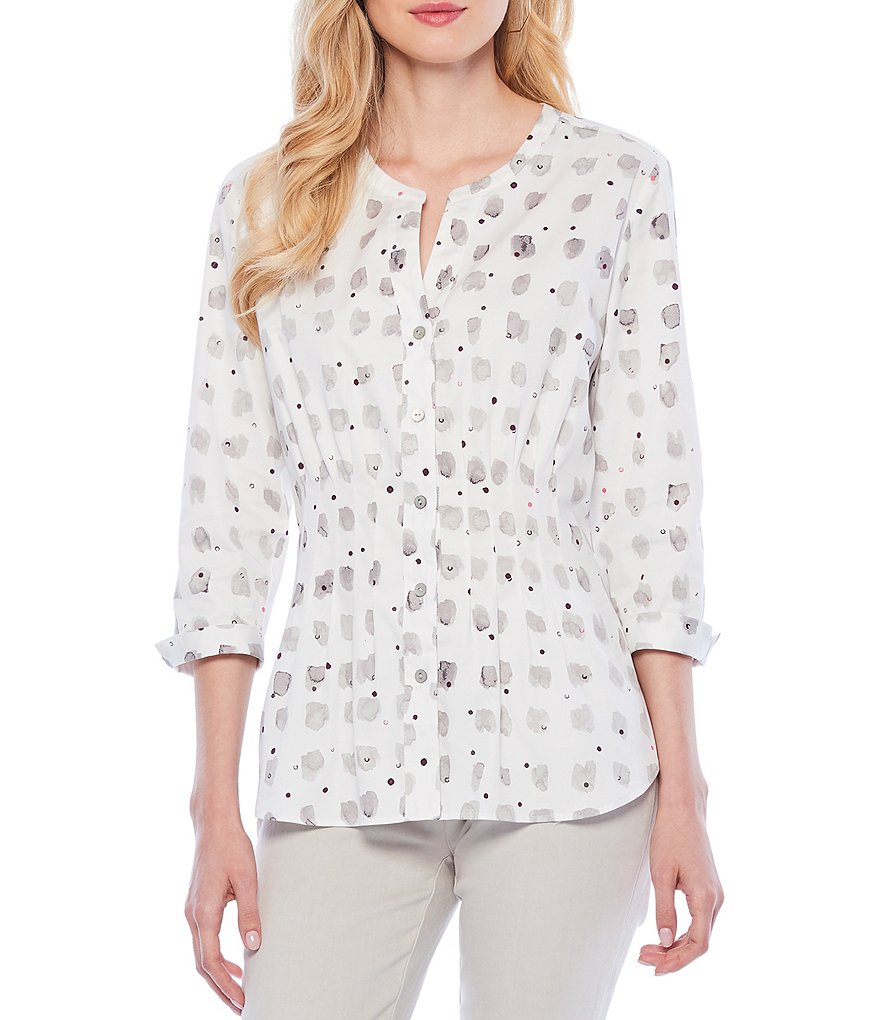 NIC + ZOE 3/4 Sleeve Cotton Stretch Cafe Shirt