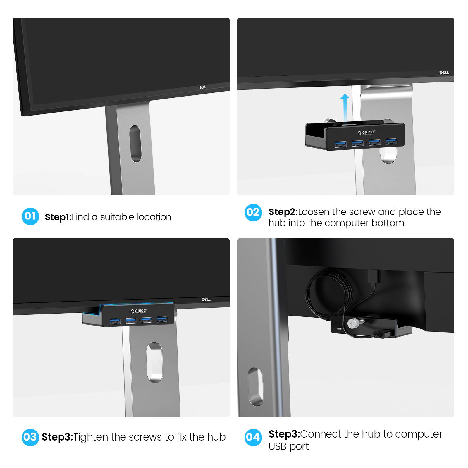 ORICO MH2AC-U3 Aluminum 2 Ports USB 3.0 Clip-type HUB With SD Card Reader For Desktop Laptop Clip Range 10-32mm With 4.95FT ( 1.5Meter) Date Cable - Silver