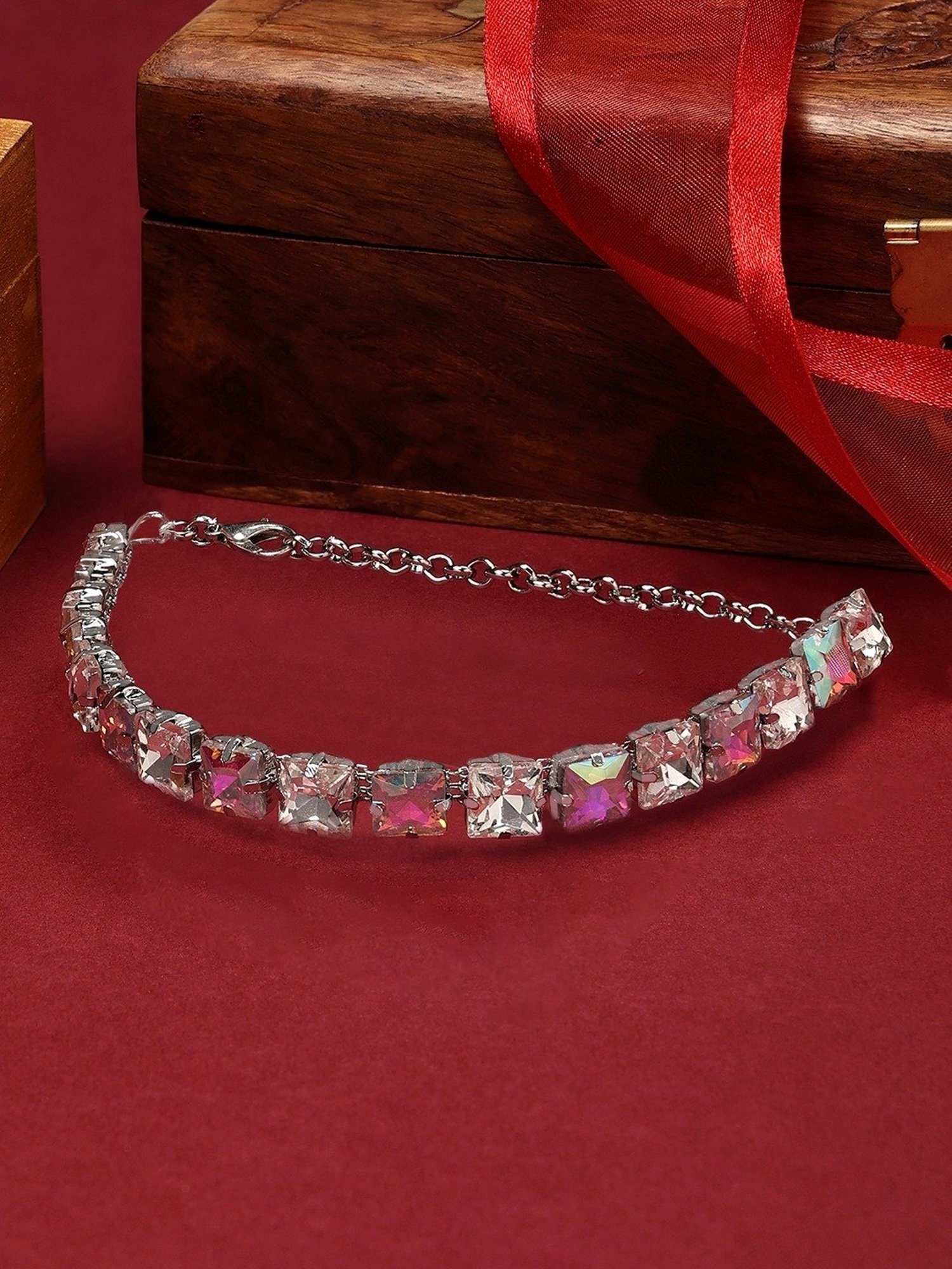 Zaveri Pearls Multicolor Dazzling Artificial Stones Contemporary Adjustable Bracelet-ZPFK16712