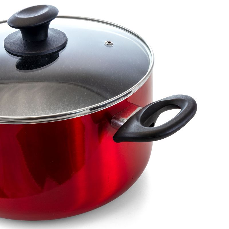 Gibson Oster Merrion 3.2 Quart Nonstick Aluminum Dutch Oven with Glass Lid in Red