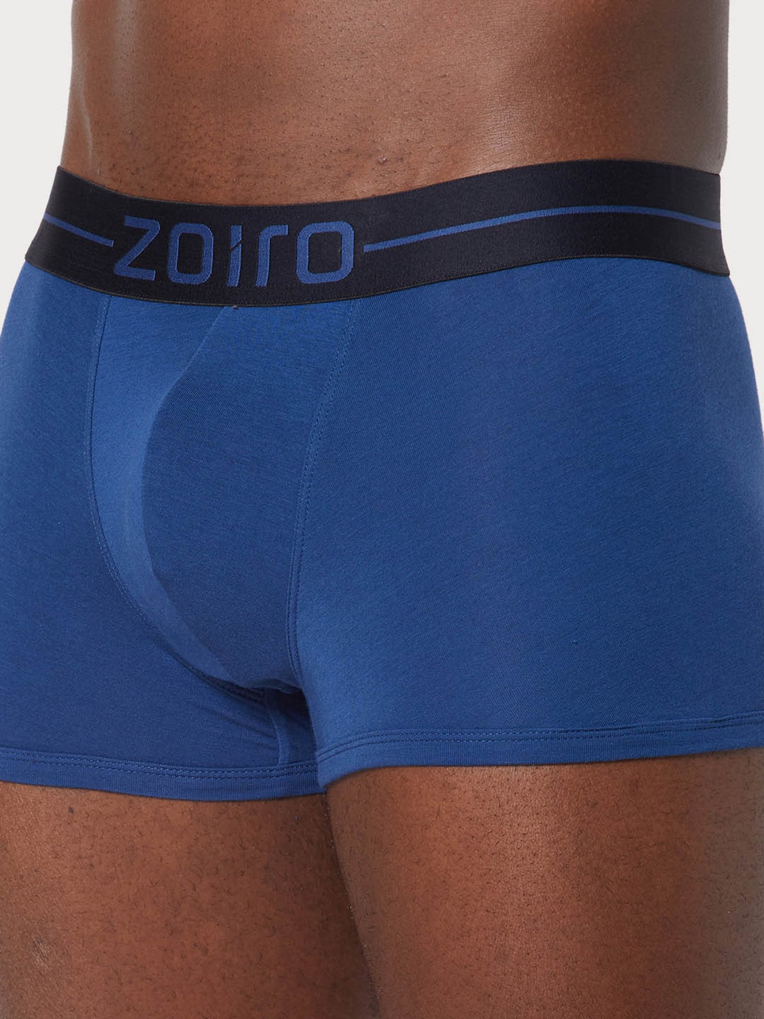 Zoiro Smoked Pearl & Fedral Blue Cotton Regular Fit Trunks - Pack Of 2