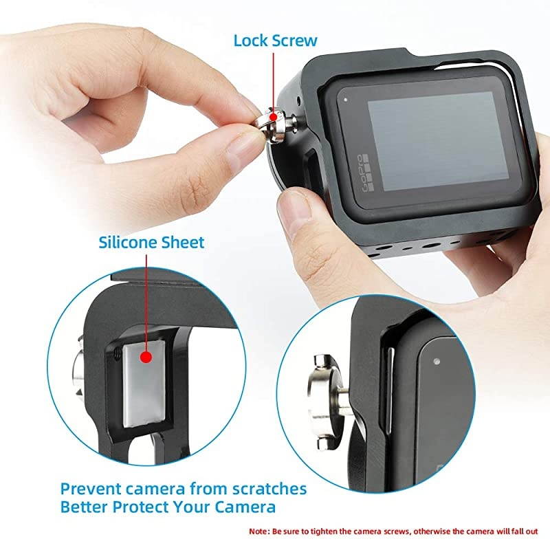 GearCompatible Hero8 Aluminum Case with Circular Lens Ring52mm UV FilterPerfect Cold Shose for MountExpert Protective Aluminum Case for Easy to Reach All Buttons and Ports