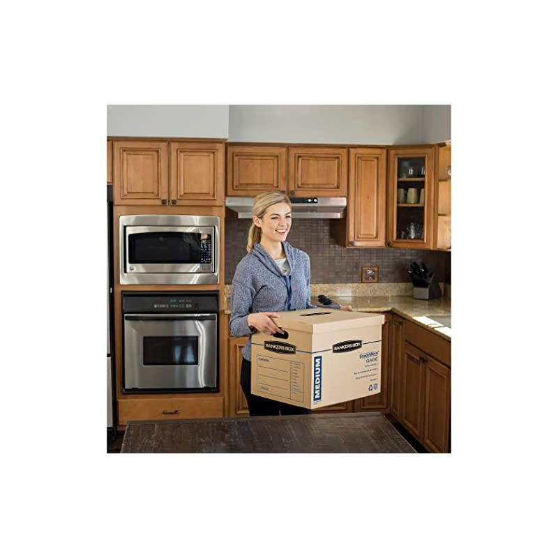 SmoothMove Classic Moving Boxes, Tape-Free Assembly, Easy Carry Handles, Medium, 18 x 15 x 14 Inches, 20 Pack (8817202)