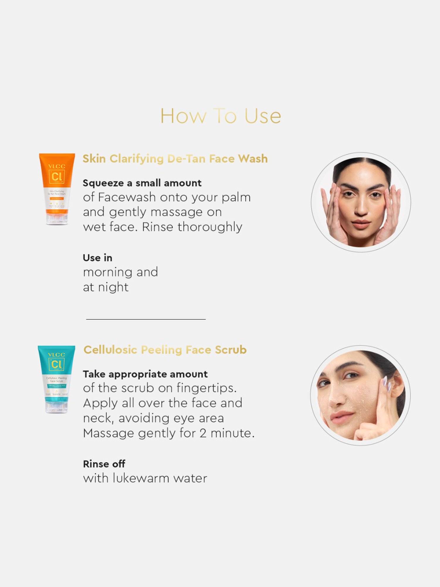 VLCC Clinic Skin Clarifying De-Tan Face Wash & Cellulosic Peeling Face Scrub Combo