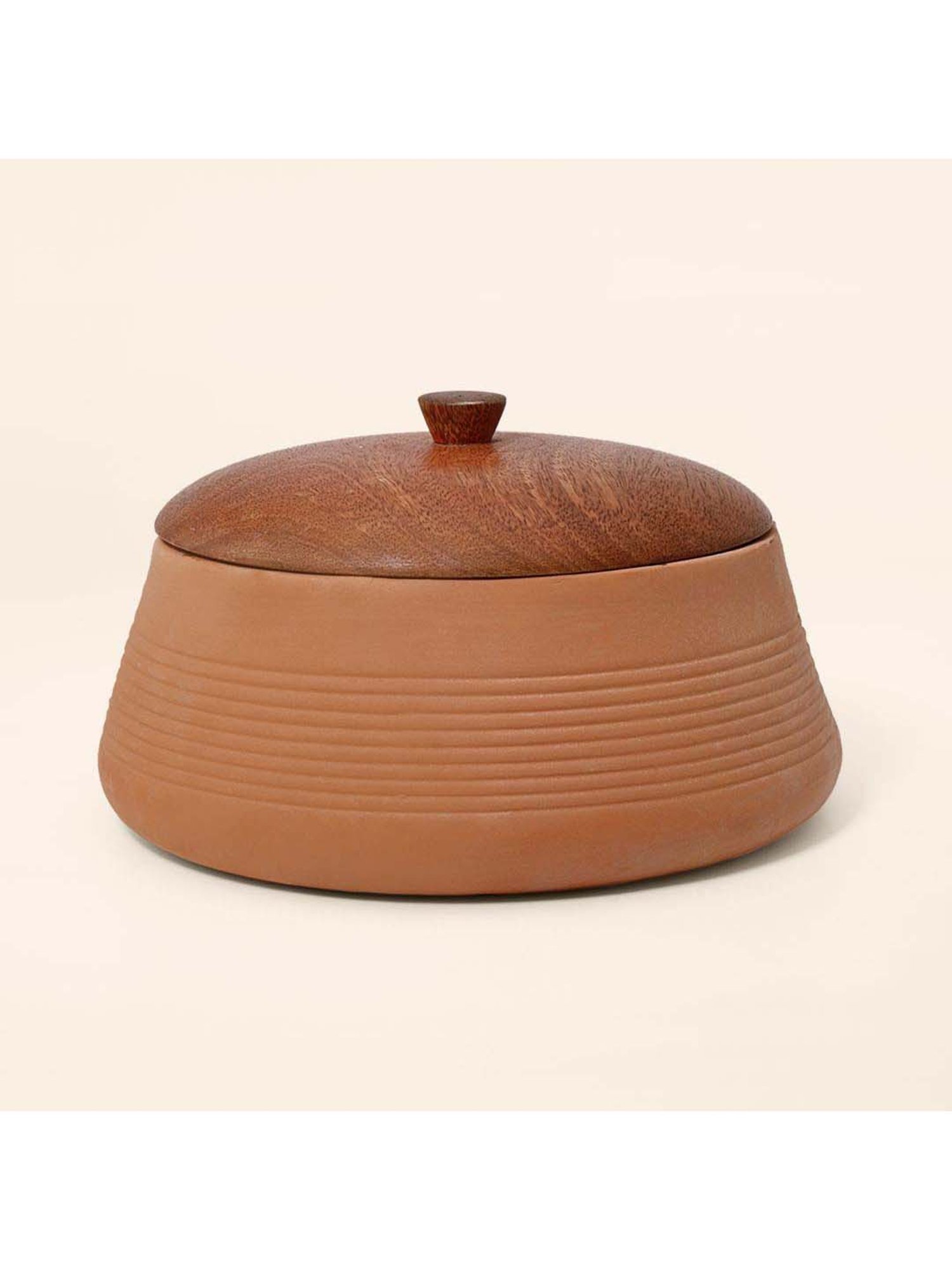 ellementry Brown Terracotta Curd Setter with Lid (1000 ml) - Set of 1