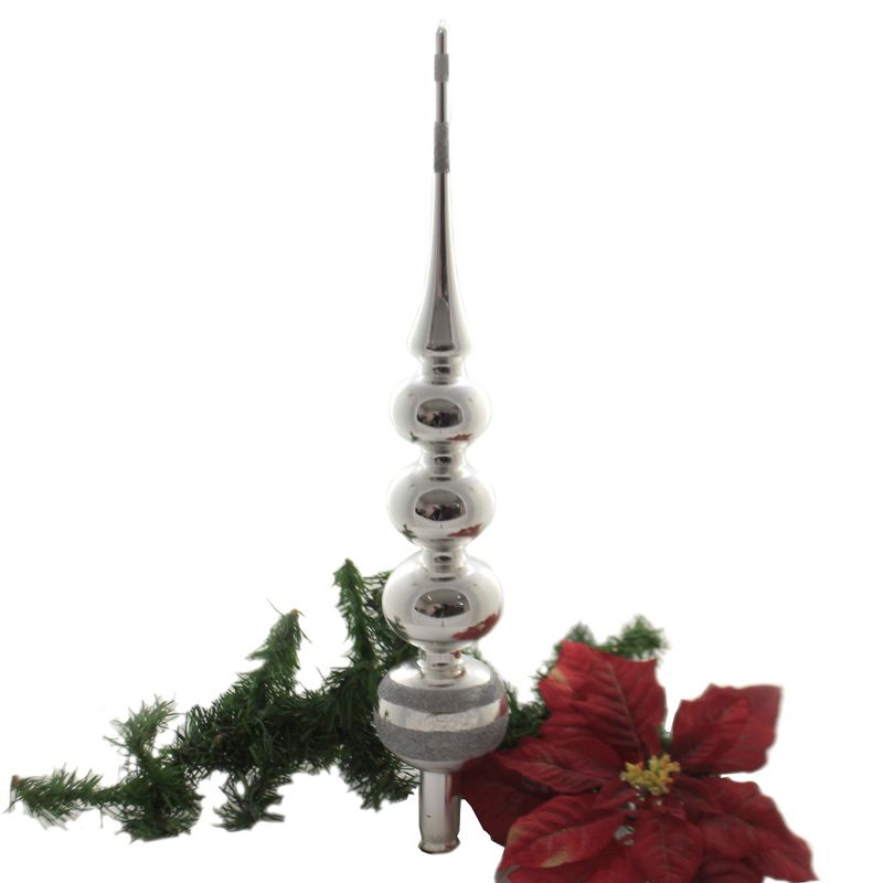 Christina's World 18.5" Silver 4 Ball Finial Shiny Tree Topper  -  Tree Toppers