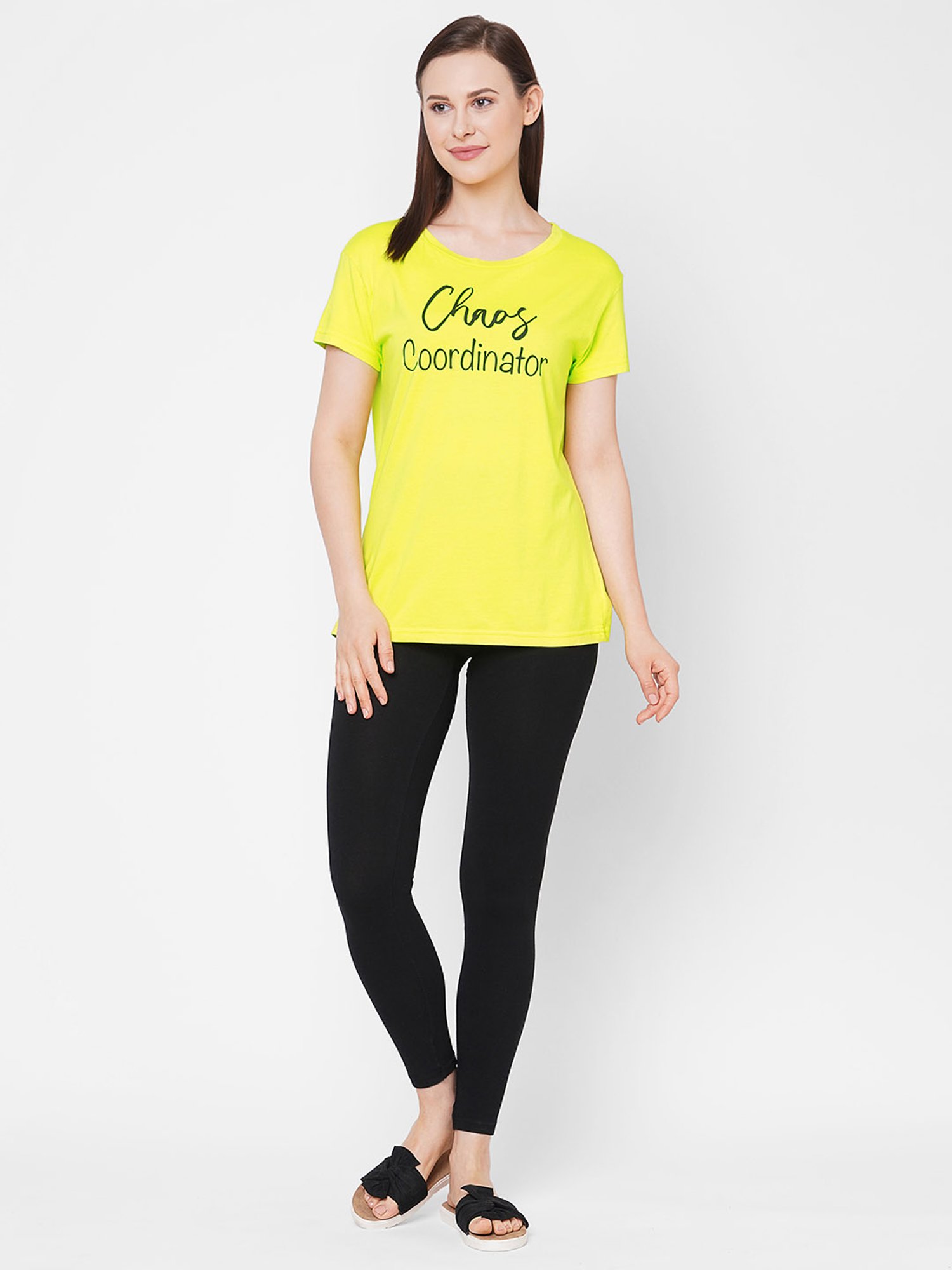 Mystere Paris Lemon Green Graphic Print T-Shirt