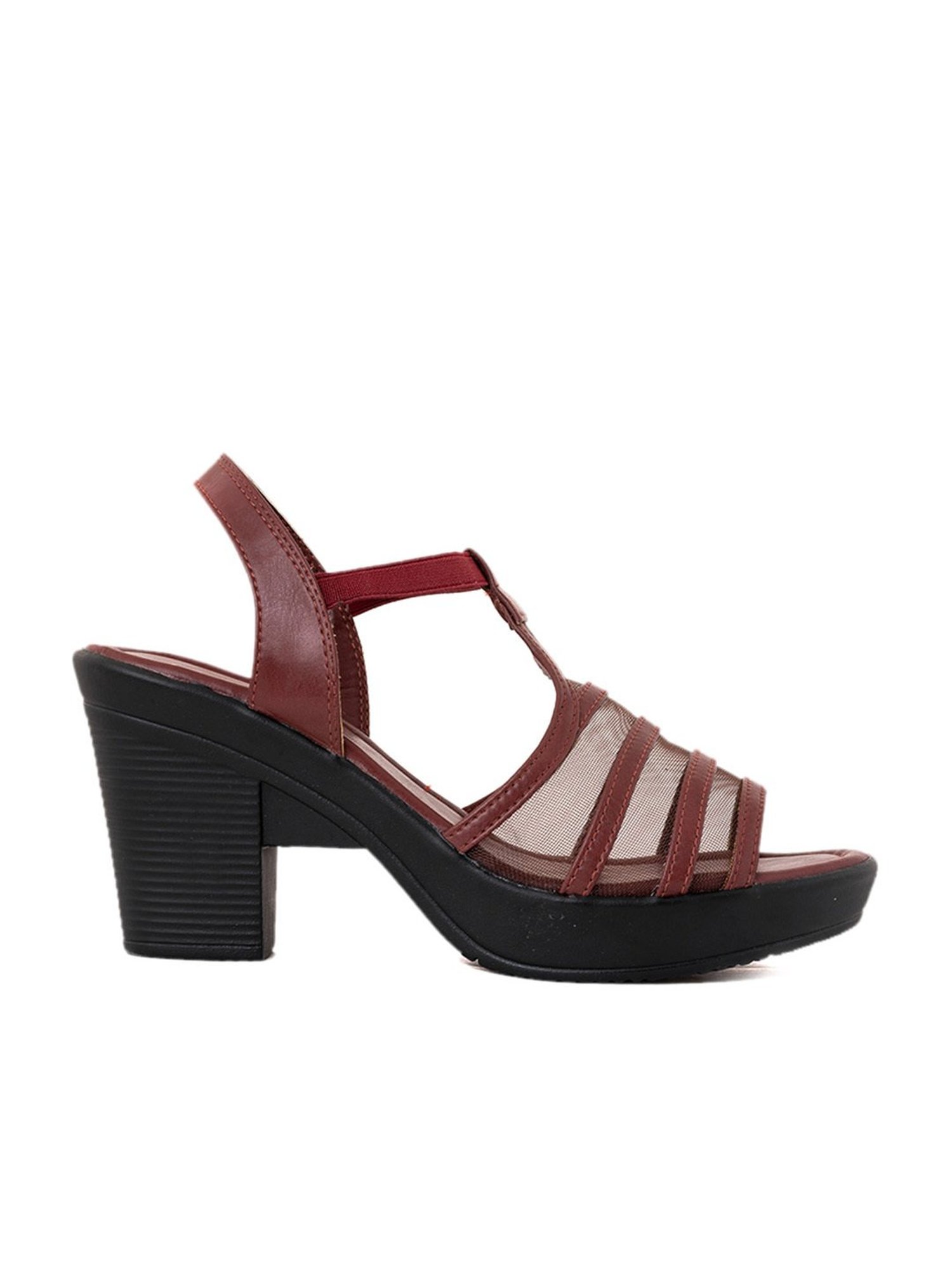Khadim Women's Maroon Ankle Strap Sandals