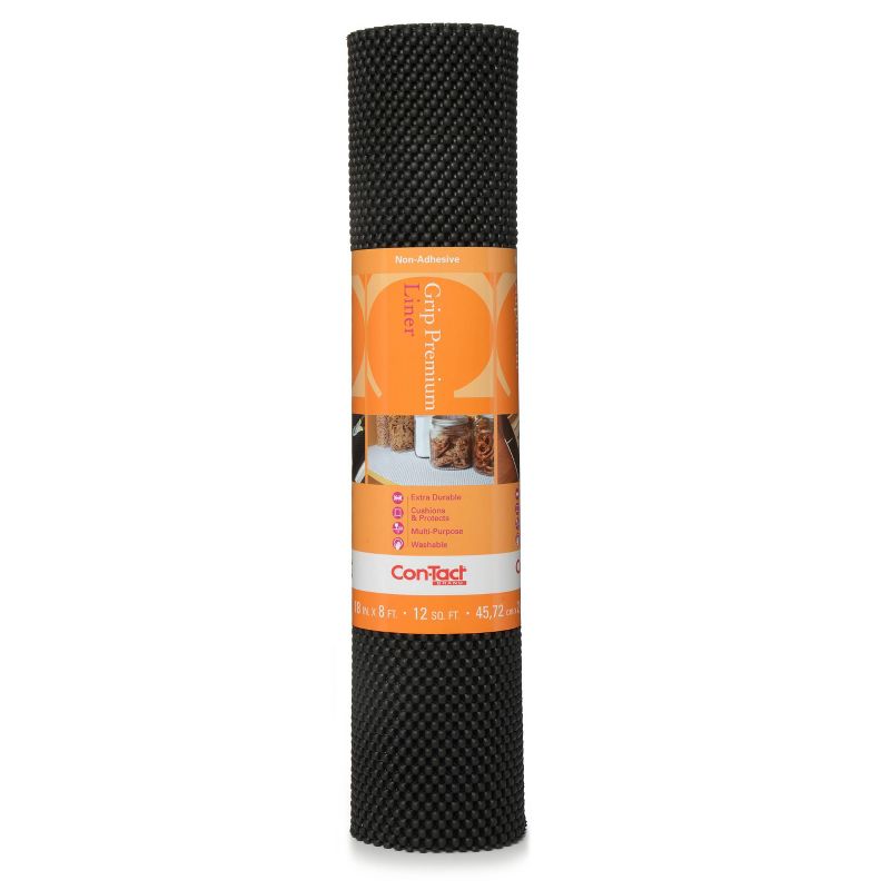 Con-Tact Brand Grip Premium Non-Adhesive Shelf Liner- Thick Grip Black (18''x 8')