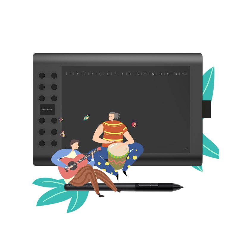 GAOMON M106K PRO 10 x 6.25 Graphics Drawing Tablet with 8192 Levels Tilt Supported Battery-Free Stylus and 12 Hot Keys for Windows/mac/Android OS