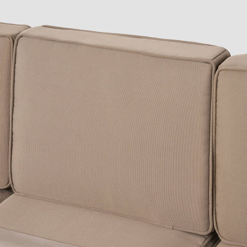 Cape Coral 11pc Aluminum Sectional Sofa Set  Silver/Khaki - Christopher Knight Home