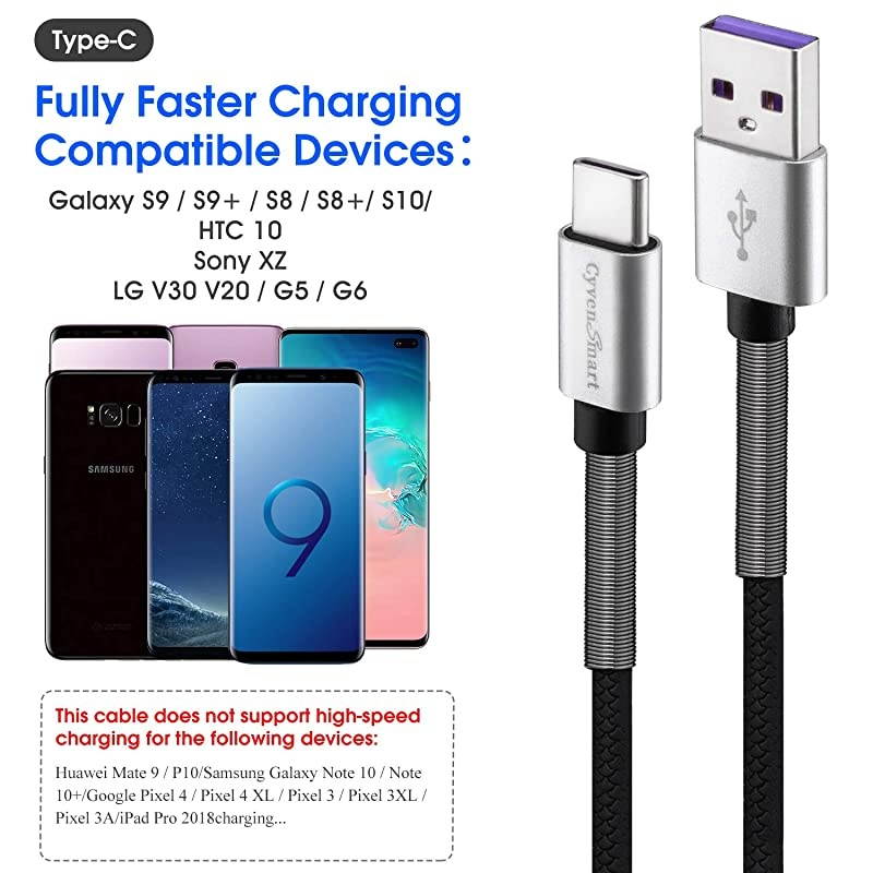 3 Pack 6ft] Compatible with Samsung Galaxy S10 S9 S8 Plus Cord Charger(3A Fast Charging), TPE USB C Cable,USB A to Type C Replacement for Samsung A10/A20/A51/Note 9/8,LG V50 V40 G8 G7